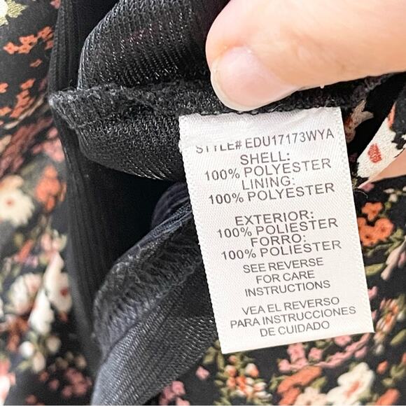 Altard State Long Sleeve Mini Dress Black with Floral Print Women’s size S - Picture 8 of 9